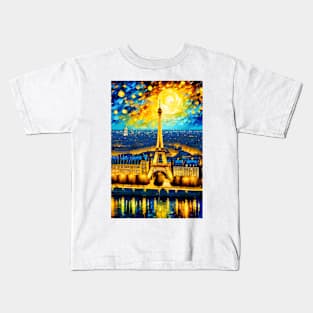 Starry night paris Kids T-Shirt